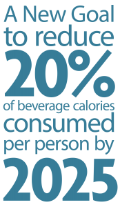 A new goal to reduce 20{4b9a69d6f7c2c92825d000e374e26d71187e63472c42c3920079a48239e7d0e9} of beverage calories consumed per person by 2025